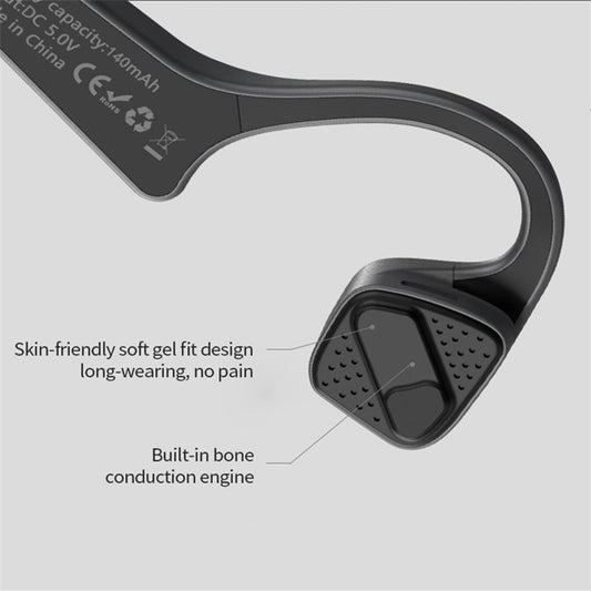 Bone Conduction Headset Bluetooth Wireless Outdoor Open Ear Headphones Black