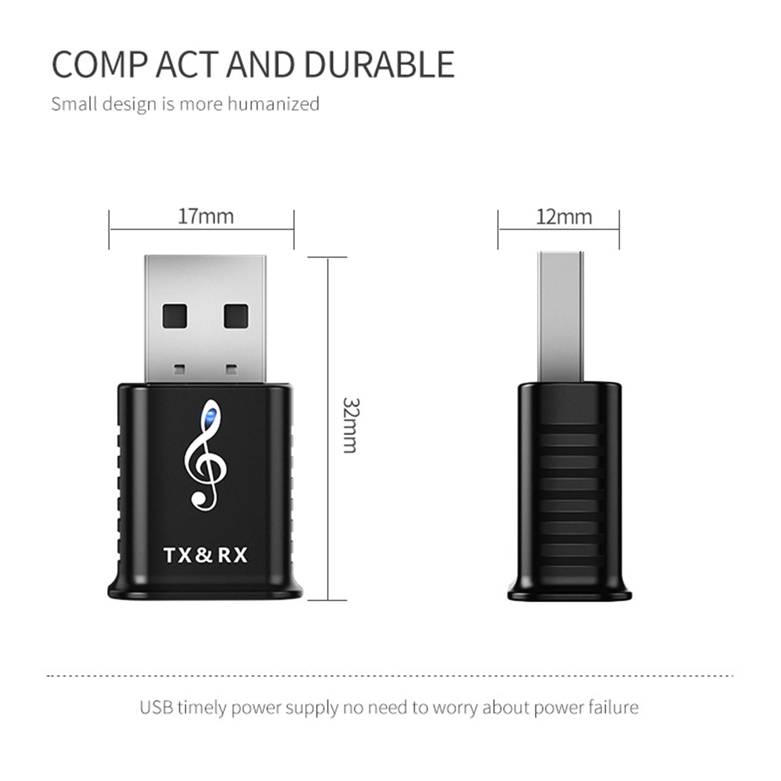 Bluetooth 5.0 Audio Transmitter Receiver USB Adapter For TV PC Car Speaker