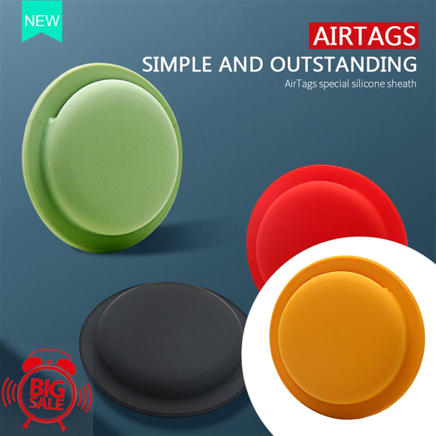 Adhesive Protective Sleeve holder Back Case For Apple AirTag  Orange