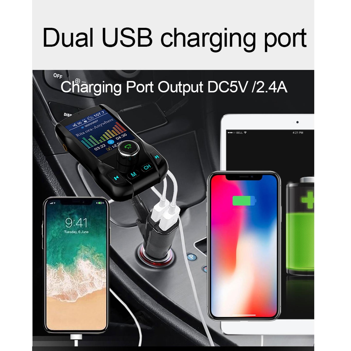Car FM Transmitter Radio 5V Car MP3 Player 2 Port USB Charge for Phone