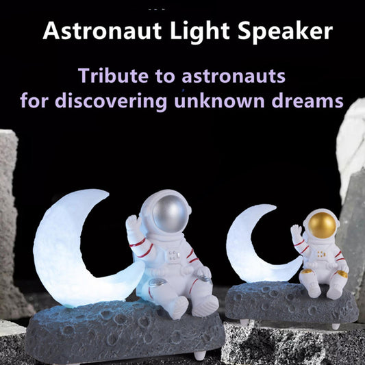 Moon Light Astronaut Bluetooth Speaker Rich Bass for Children Girls Party Gold
