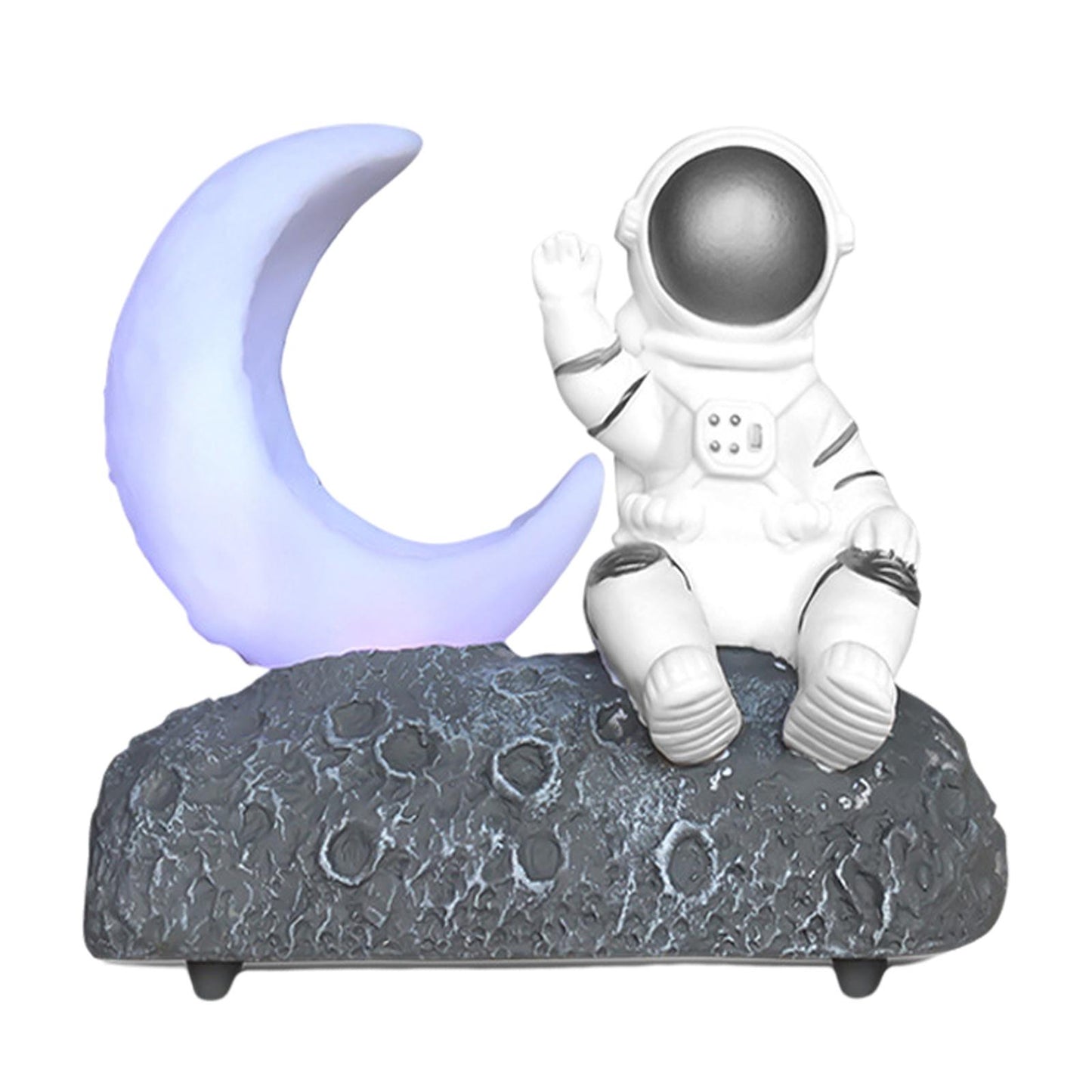 Moon Light Astronaut Bluetooth Speaker Rich Bass for Children Girls Party Silver grey