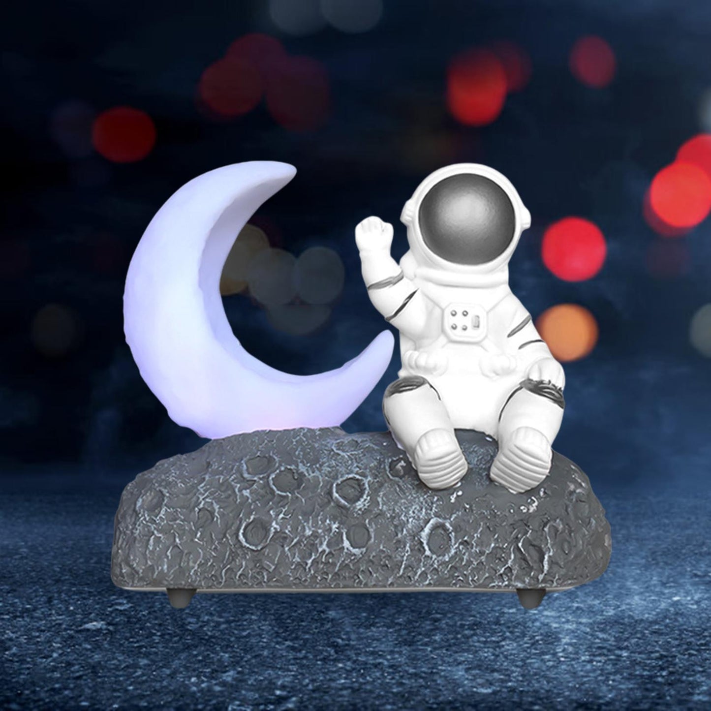 Moon Light Astronaut Bluetooth Speaker Rich Bass for Children Girls Party Silver grey
