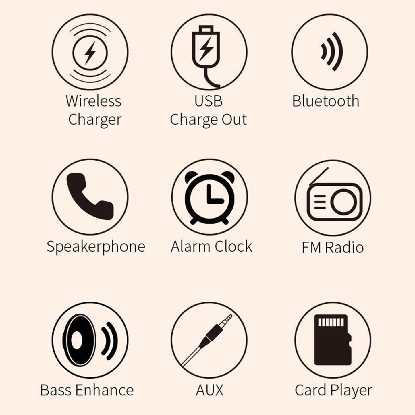 Bluetooth Speaker Wireless Charging for Phone FM Radio USB Charging Indoor