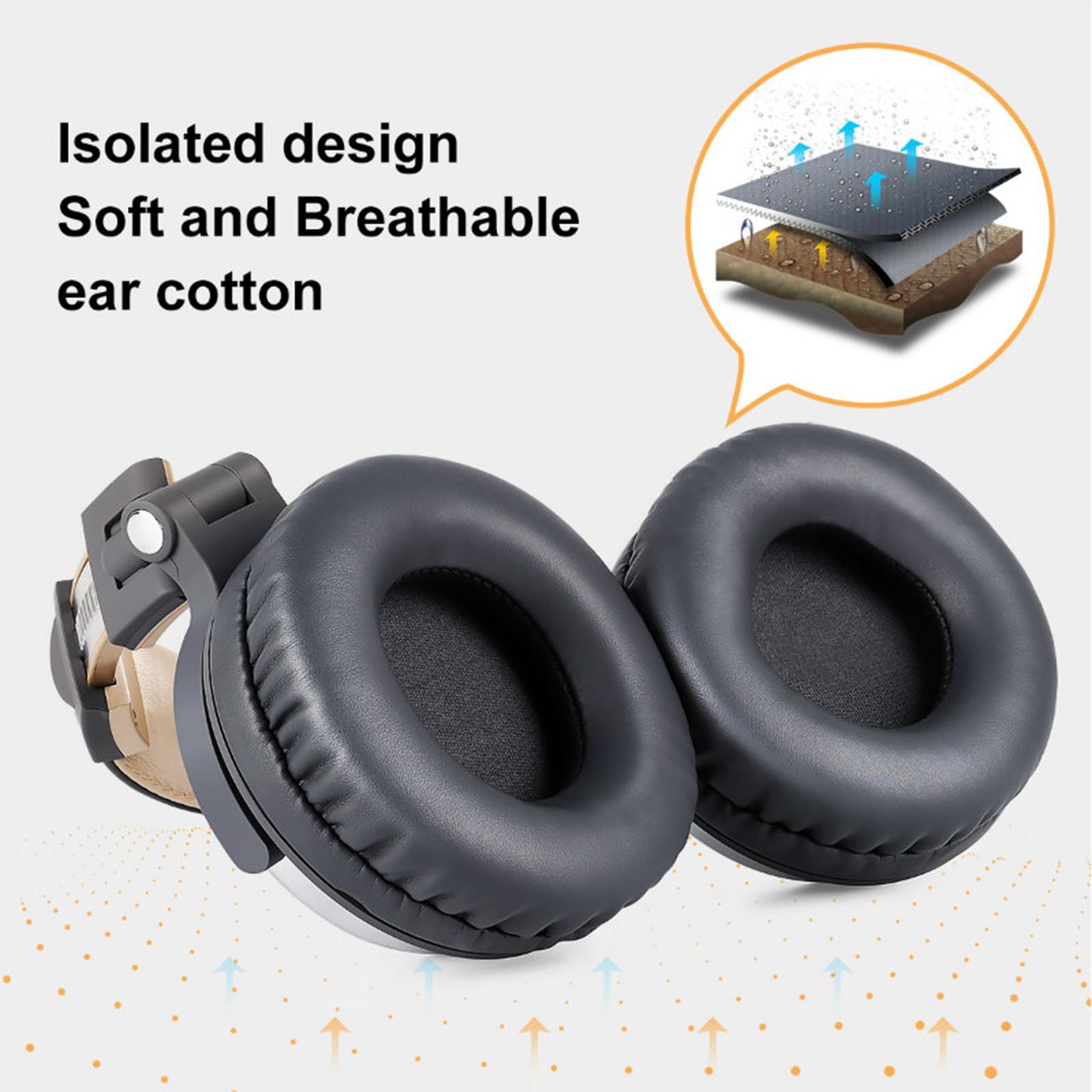Over Ear DJ Stereo Wired Headphone Headsets for Studio Grey