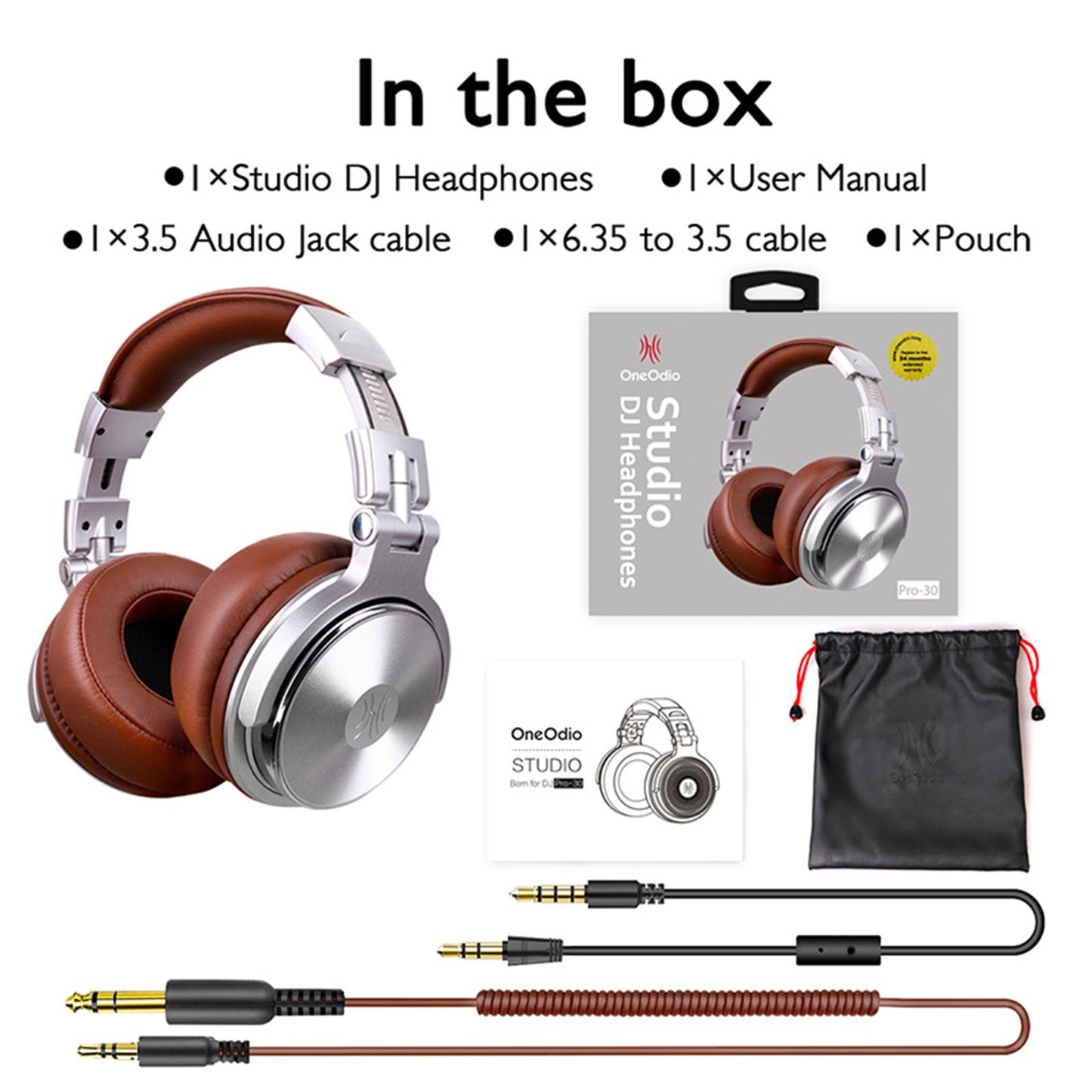 Pro-30 Over Ear Headphones Studio Monitor Mixing DJ Stereo Headsets with Mic
