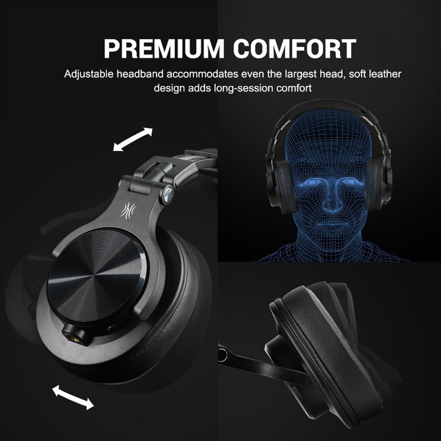 A70 DJ Bluetooth Headphone Wireless Headsets for Studio Monitor Black