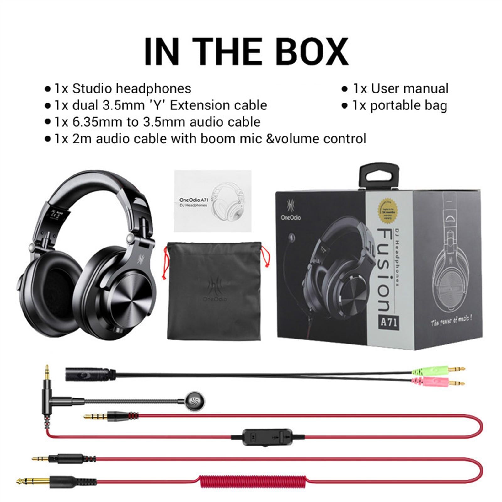 A71 Over-Ear Wired Headphones Studio Monitor Headsets with Mic Black Red B