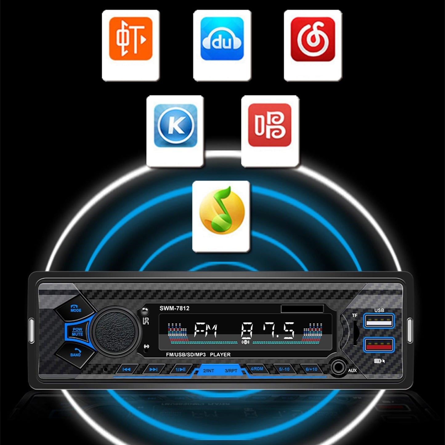 Car 12V FM Radio Bluetooth USB MP3 Player Receiver with Remote Control
