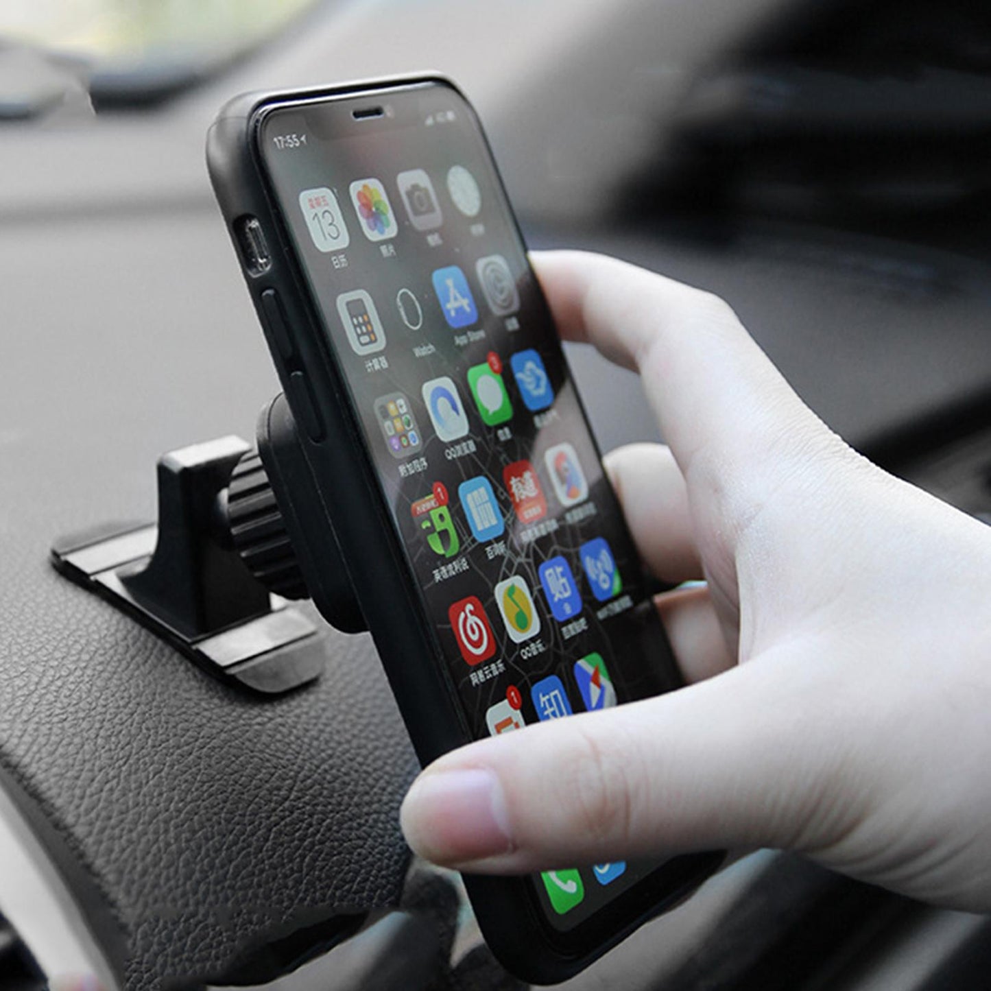 Sturdy Car Magnetic Mobile Phone Holder Dashboard Mount Stick-on Secure Fit Grey