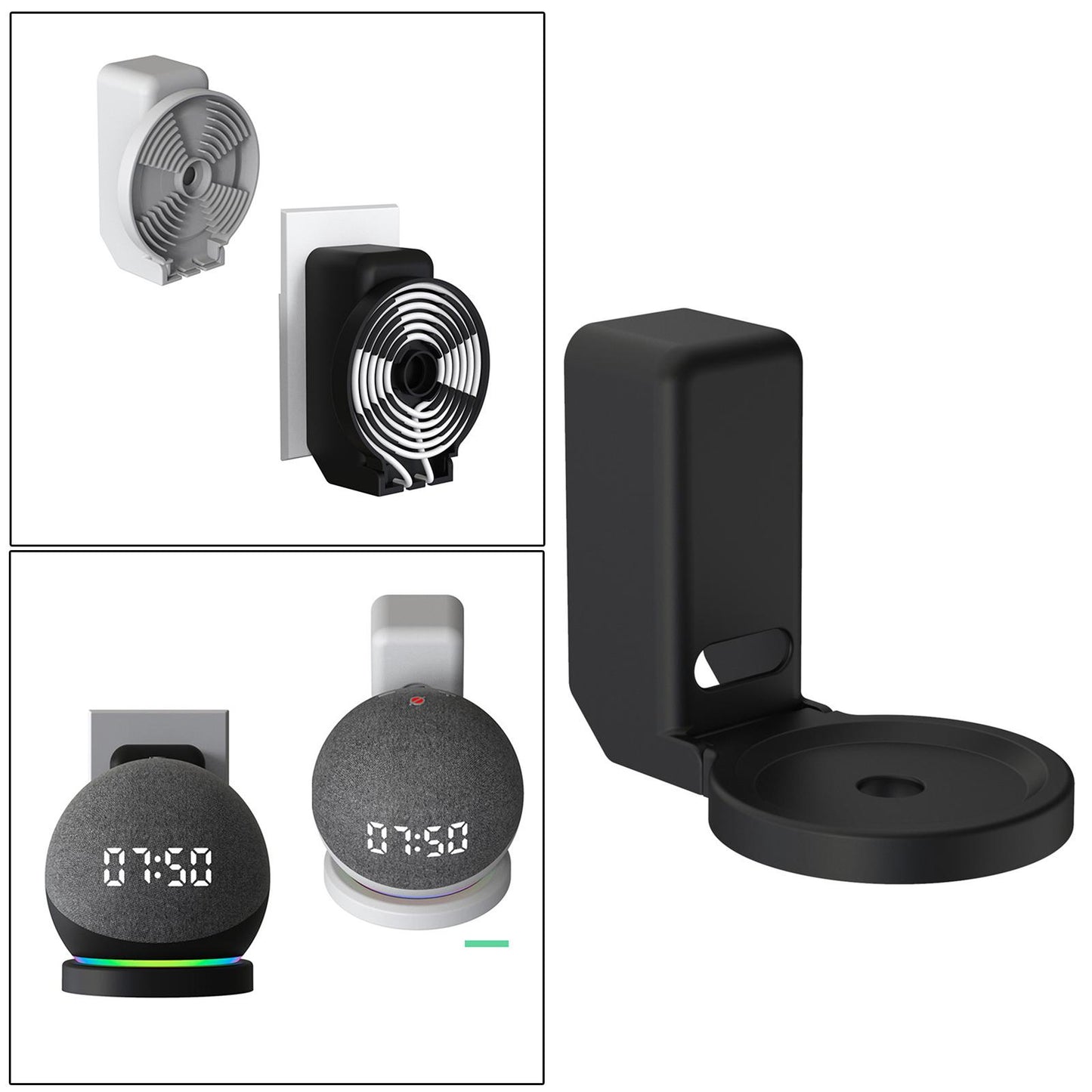 Wall Mount Stand for Echo Dot 4th Voice Assistants for Kitchen Bedroom Black