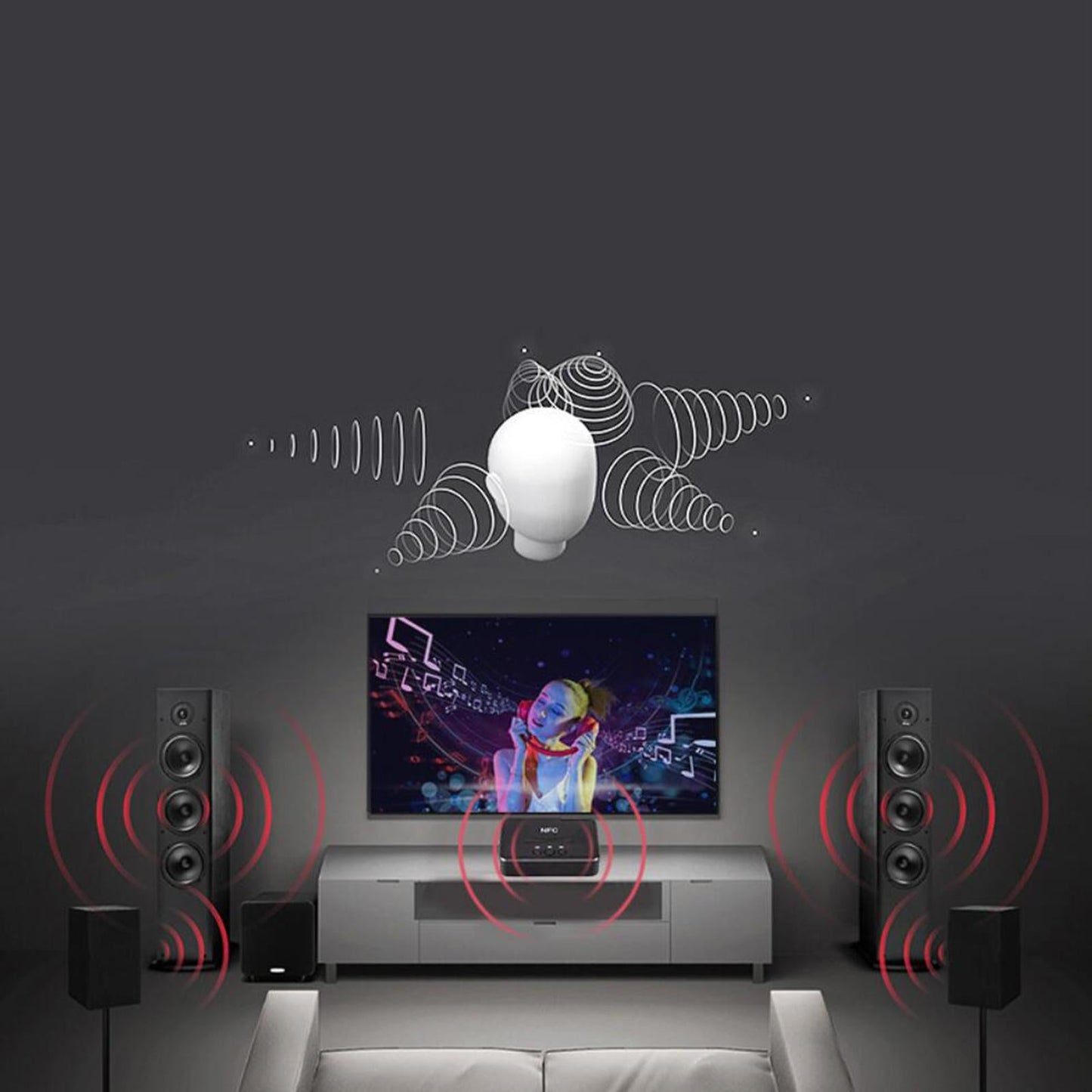 NFC Wireless Bluetooth 5.0 Audio Receiver Adapter for Car Stereo Black