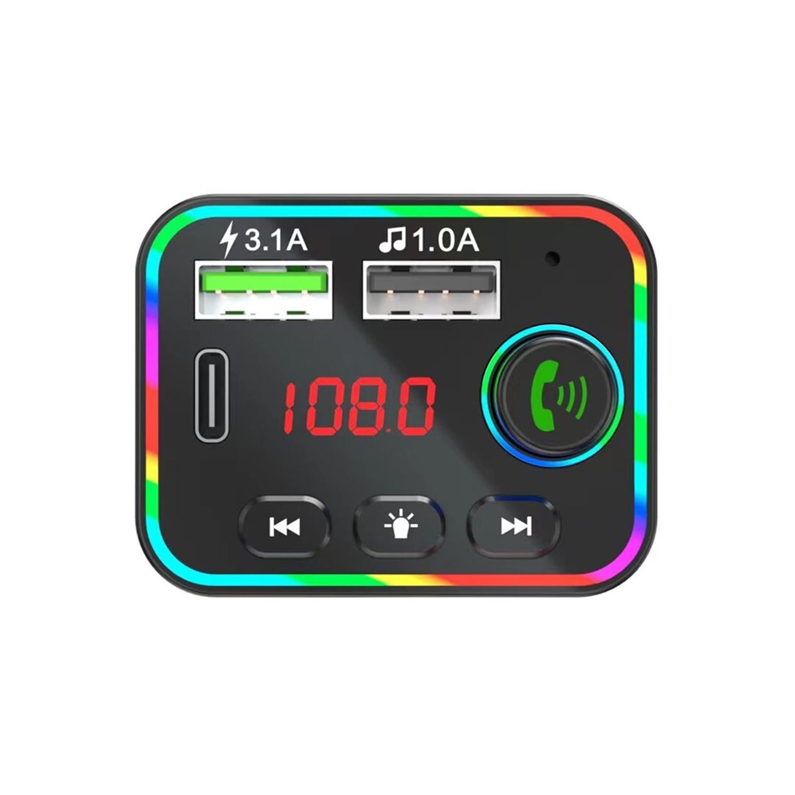 Quick 3.1 Car Charger Adapter FM Transmitter Dual USB Port Digital Display