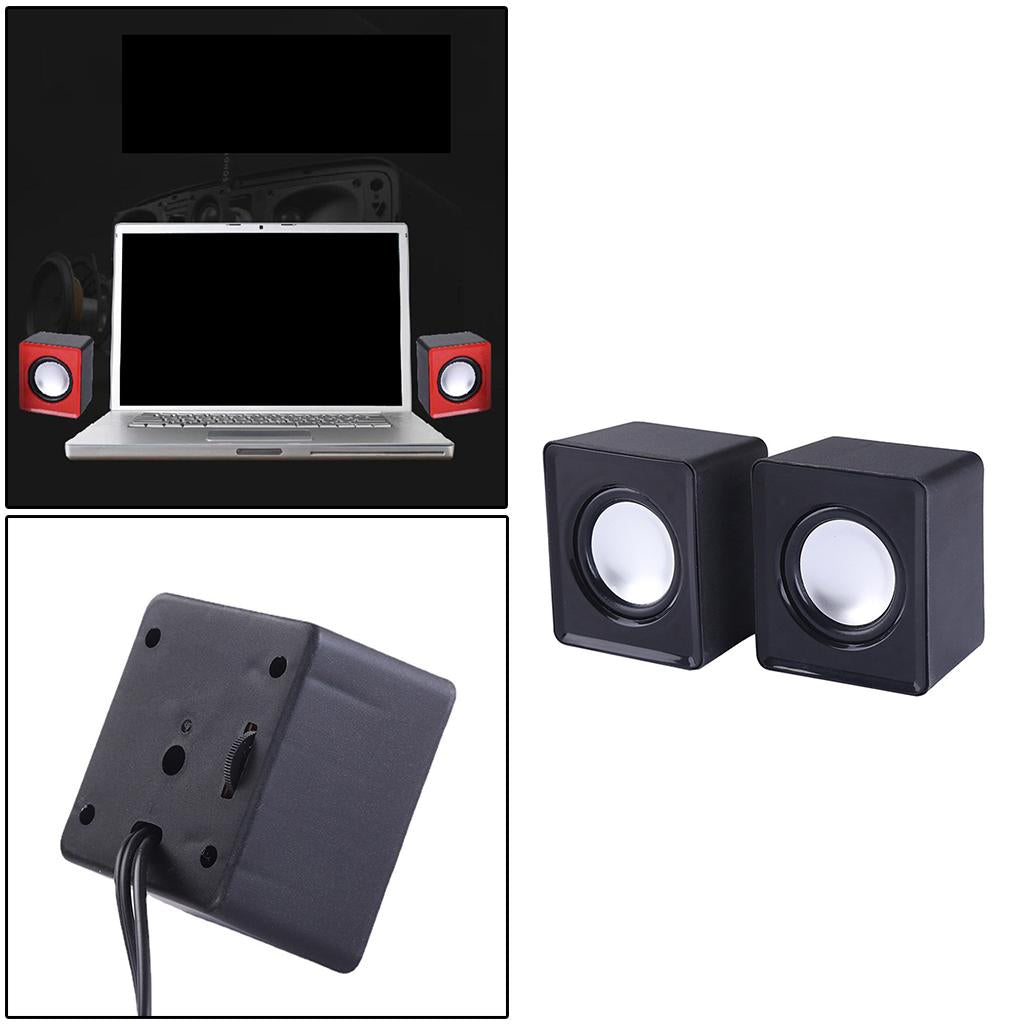 Mini Computer Speakers Stereo2.0 Subwoofer for Home Use Office Tablet  Black