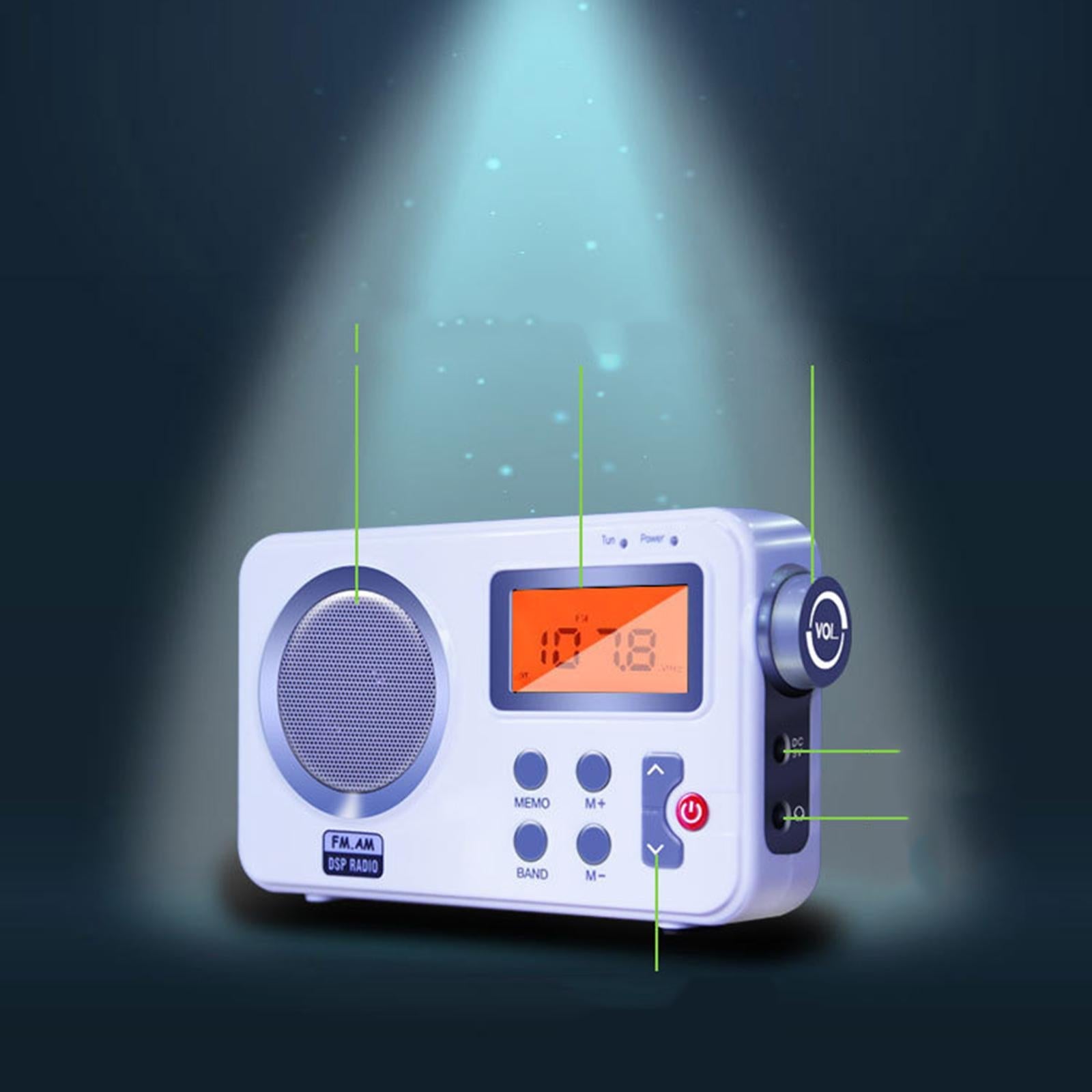 Portable AM LCD Display Big Speaker Earphone Plug for Gift Home Office