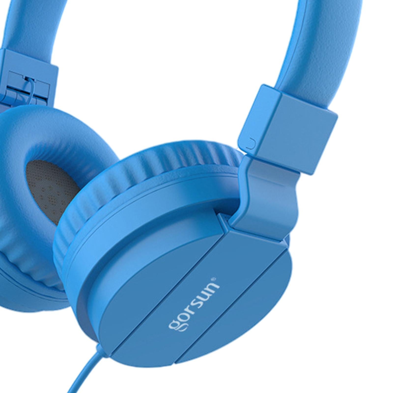 Over-Ear Headphone 3.5mm Foldable for Recording Cellphone Office Comfortable Blue