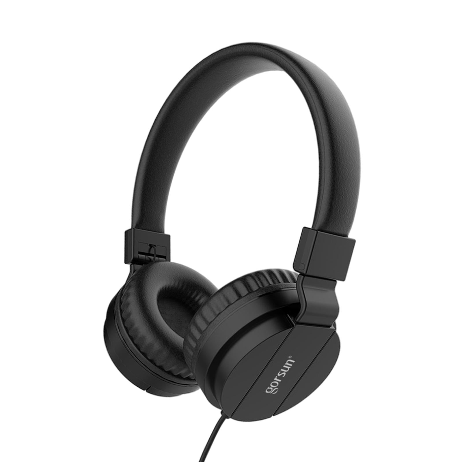 Over-Ear Headphone 3.5mm Foldable for Recording Cellphone Office Comfortable Black