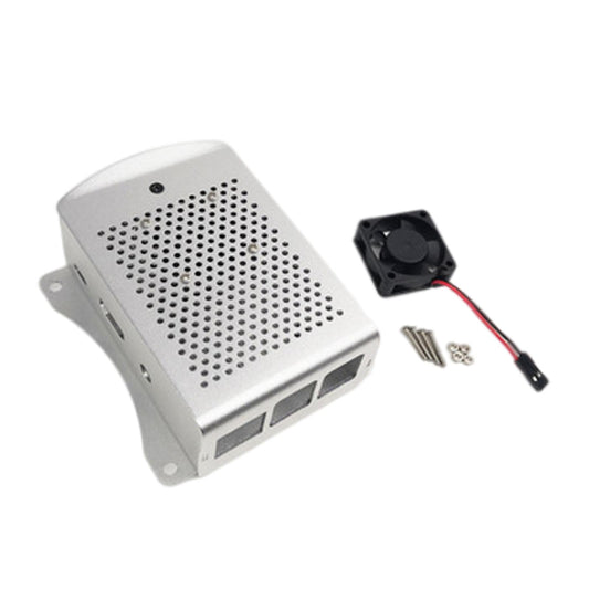 Computer Case Protective Shell for Raspberry Pi4 Lightweight Silver with fan