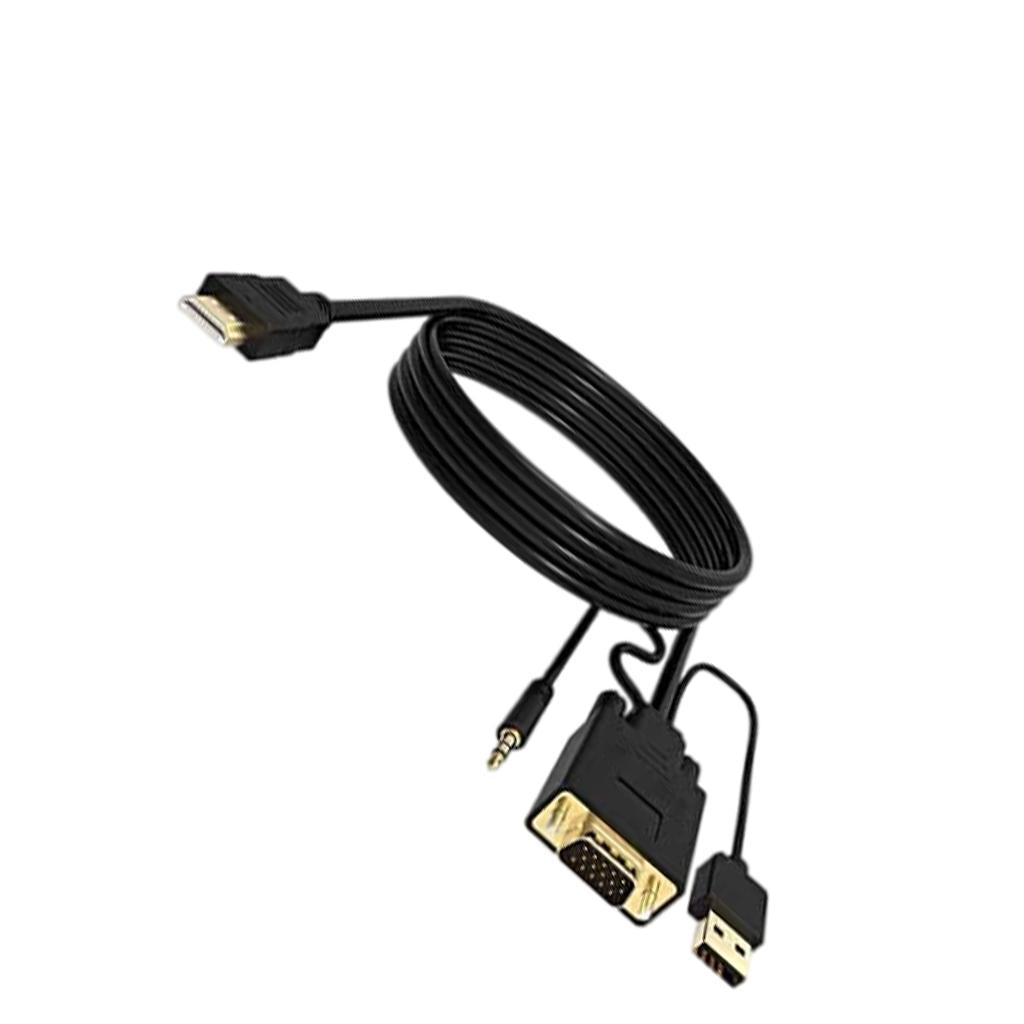 HDMI to VGA Adapter, Video Converter for PC Monitor HDTV Audio+Power 6Ft