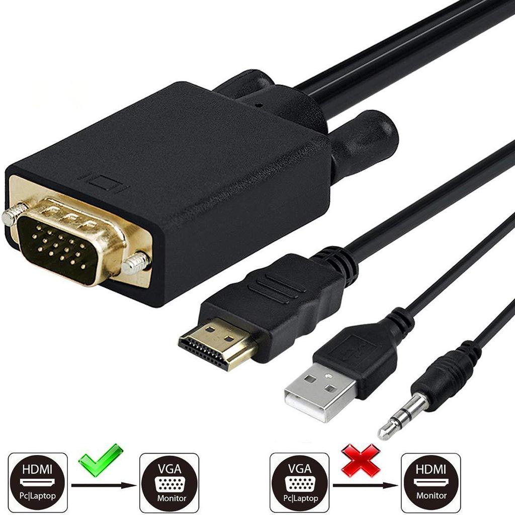 HDMI to VGA Adapter, Video Converter for PC Monitor HDTV Audio+Power 6Ft
