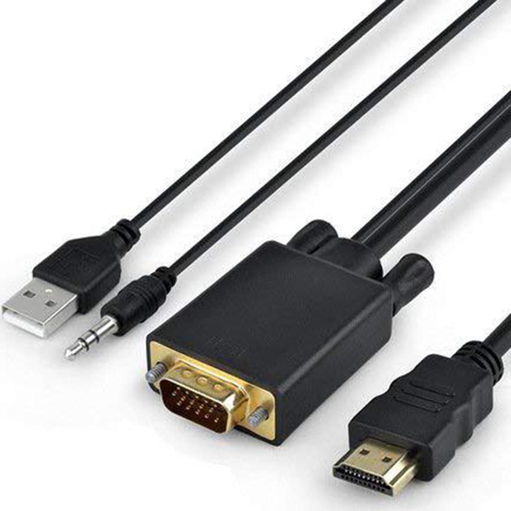 HDMI to VGA Adapter, Video Converter for PC Monitor HDTV Audio+Power 6Ft