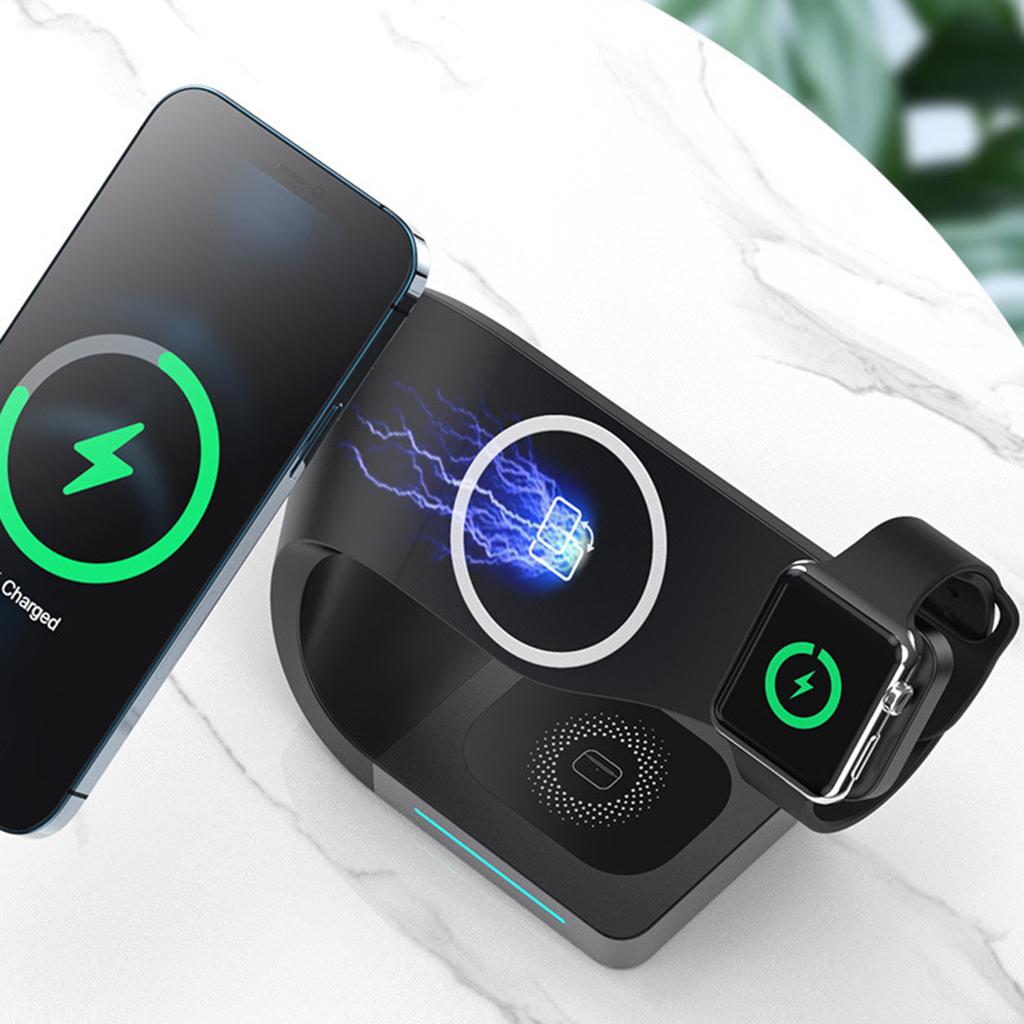 4 IN 1 Wireless Charger Dock Stand For iPhone 12 11 Pro XS MAX XR X 8 Black