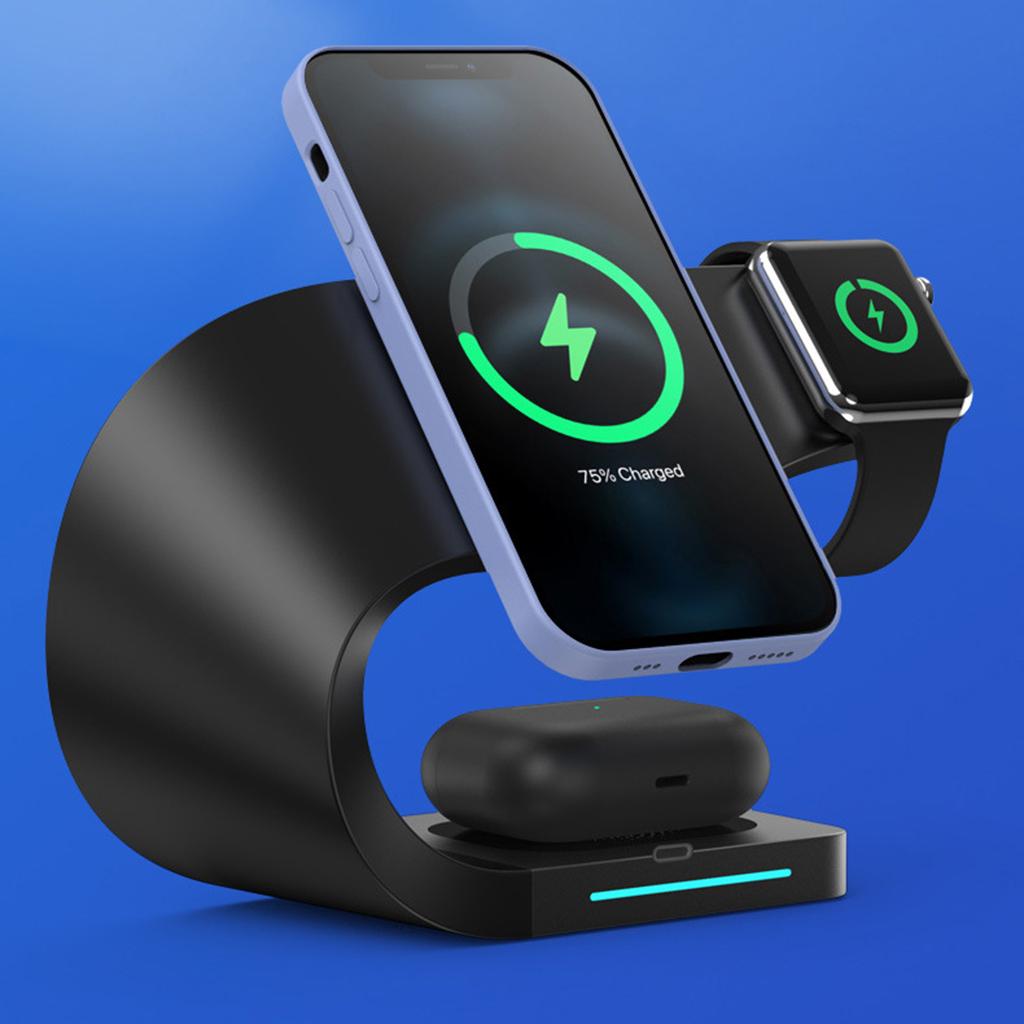 4 IN 1 Wireless Charger Dock Stand For iPhone 12 11 Pro XS MAX XR X 8 Black