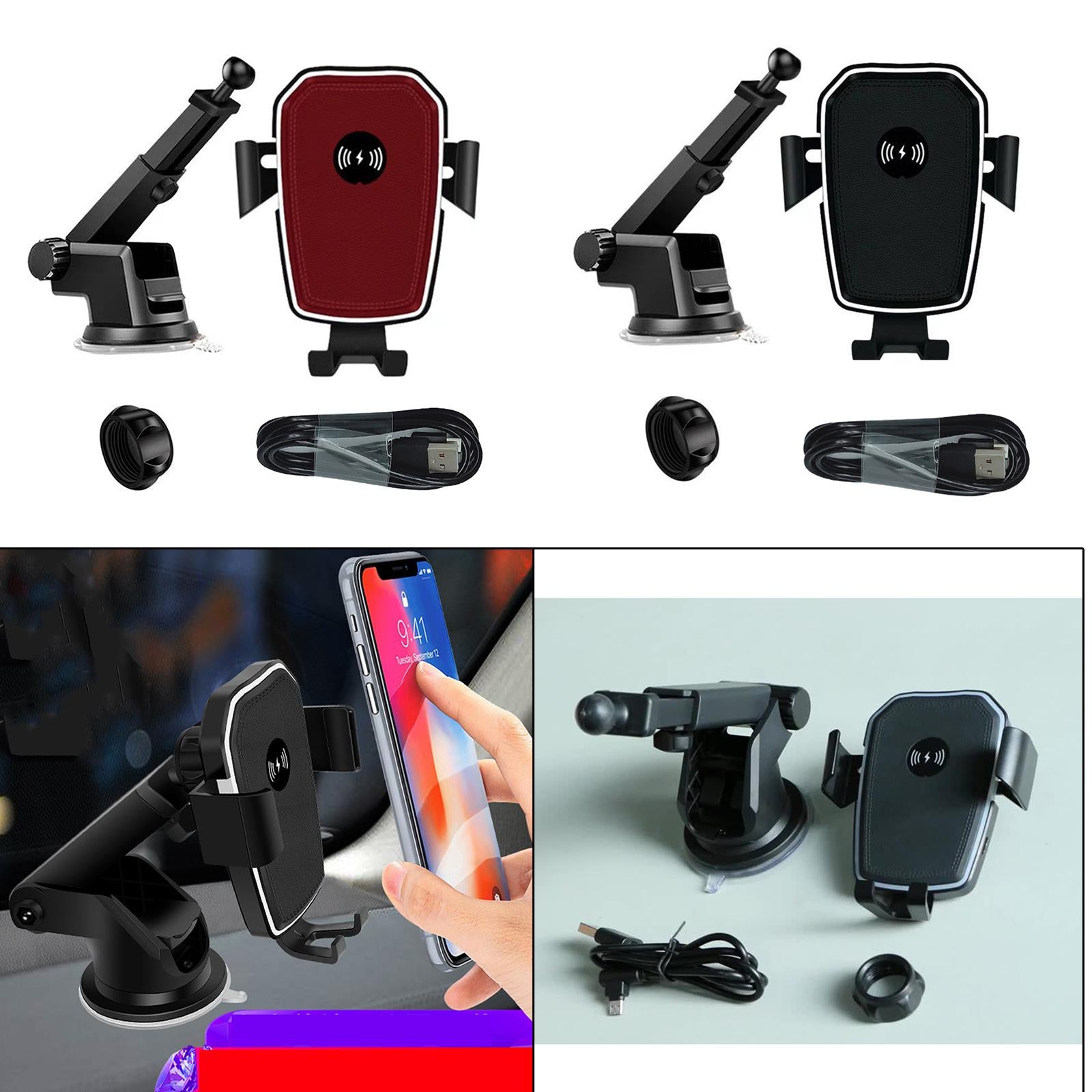 2 in1 Car Charger 10W Fast Charging Car Holder Mount Phone Holder for Phone Black