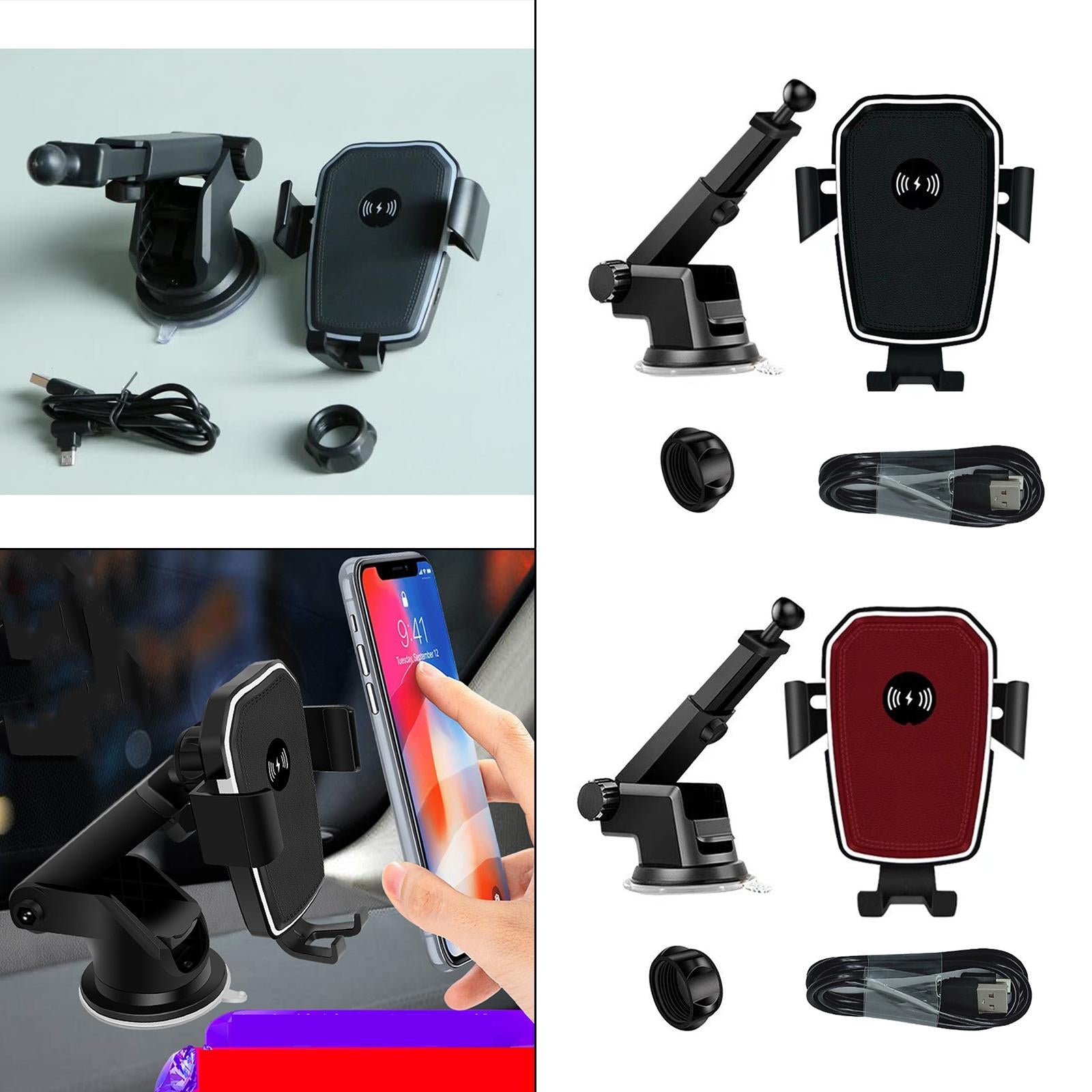2 in1 Car Charger 10W Fast Charging Car Holder Mount Phone Holder for Phone Black