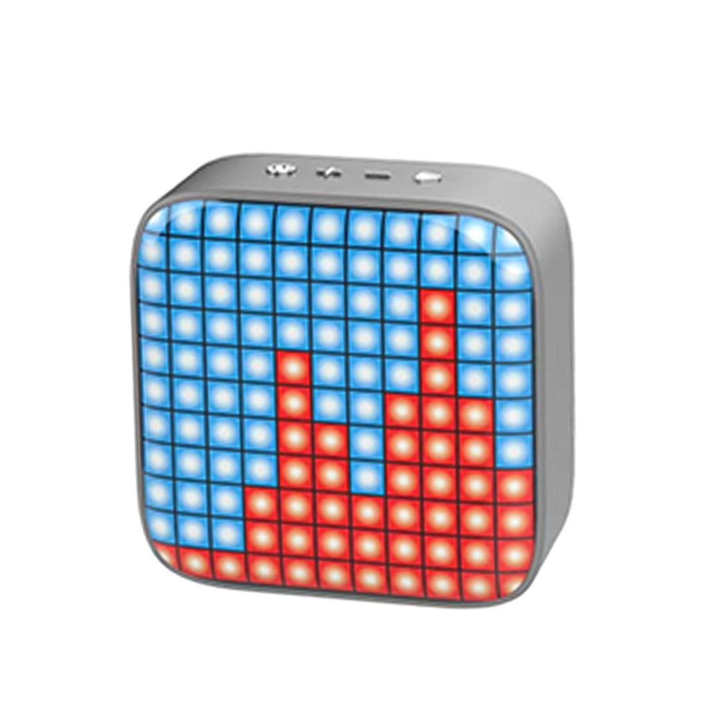 Portable Retro Bluetooth Pixel Art Speaker Outdoor Fashionable Silver Gray