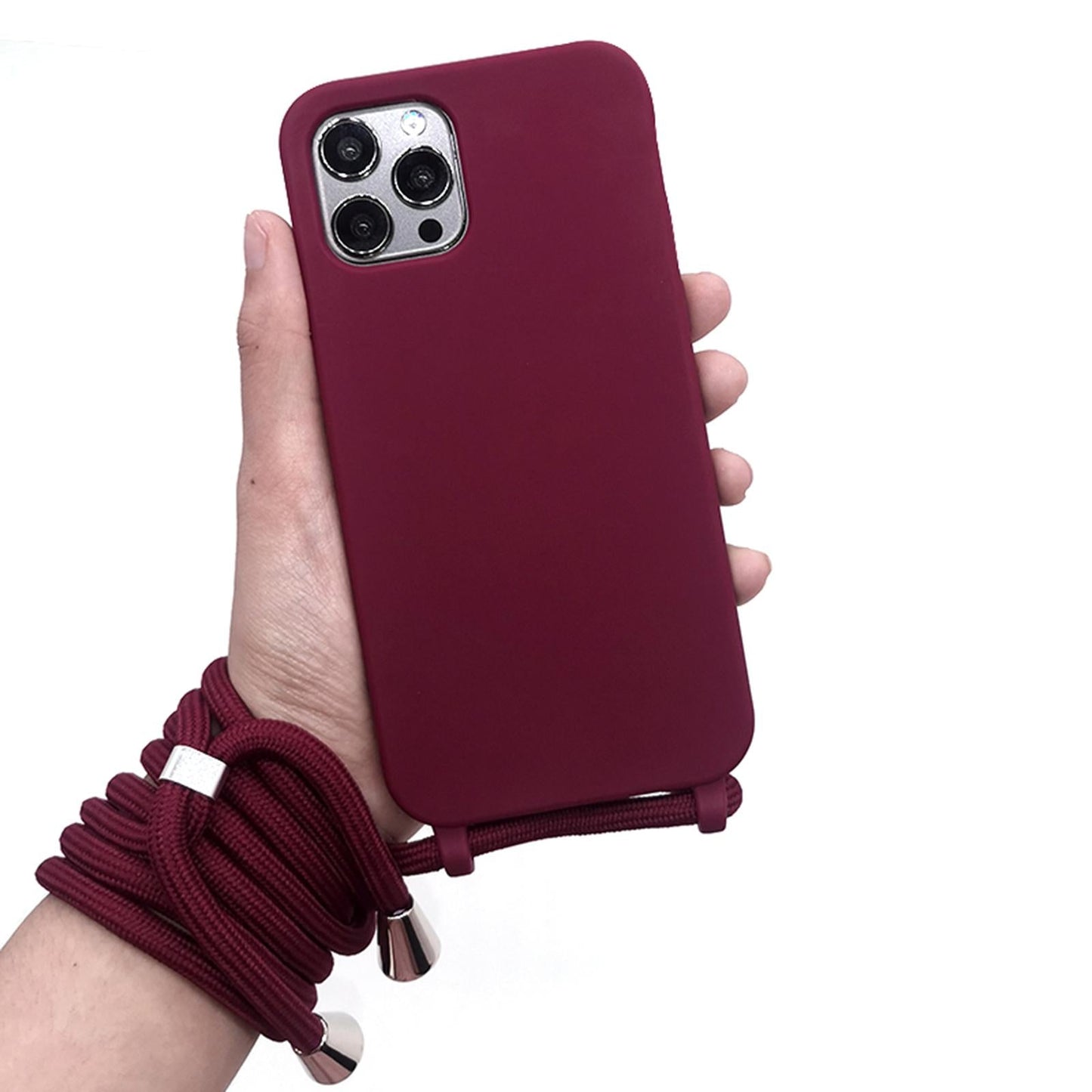 Phone Shell with Lanyard Set for Smartphones for Phone 12Pro Dark Red