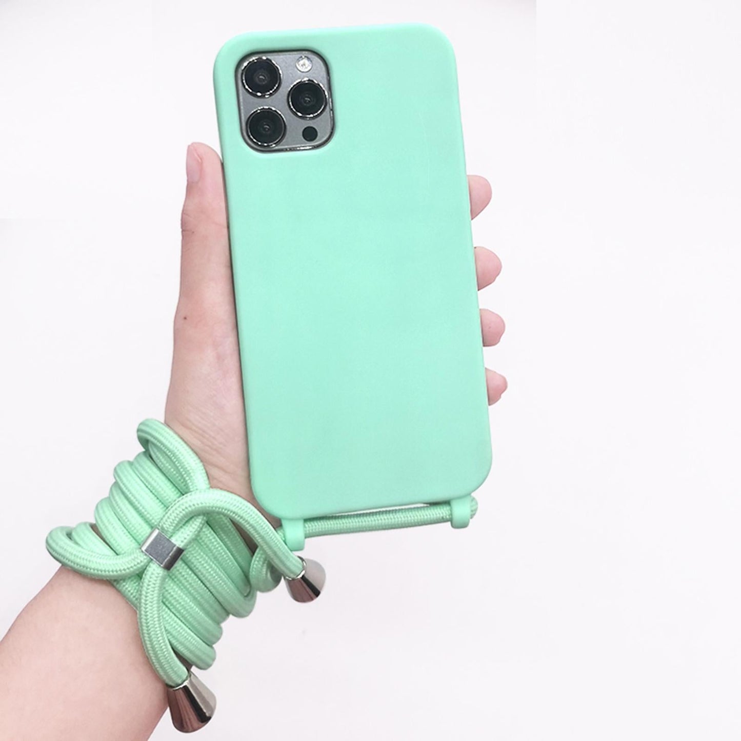 Phone Shell with Lanyard Set for Smartphones for Phone 12Pro  Light Green