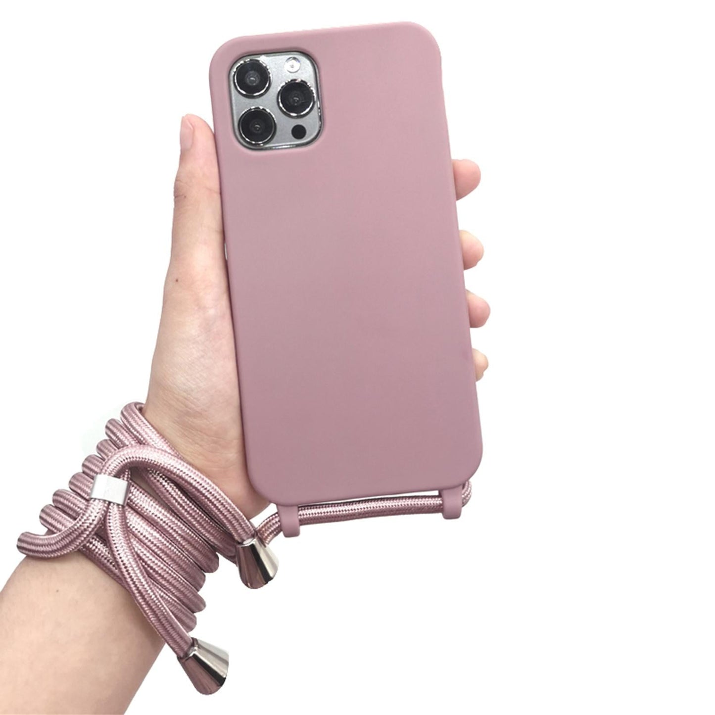 Phone Shell with Lanyard Set for Smartphones for Phone 12Pro Max Matt Pink