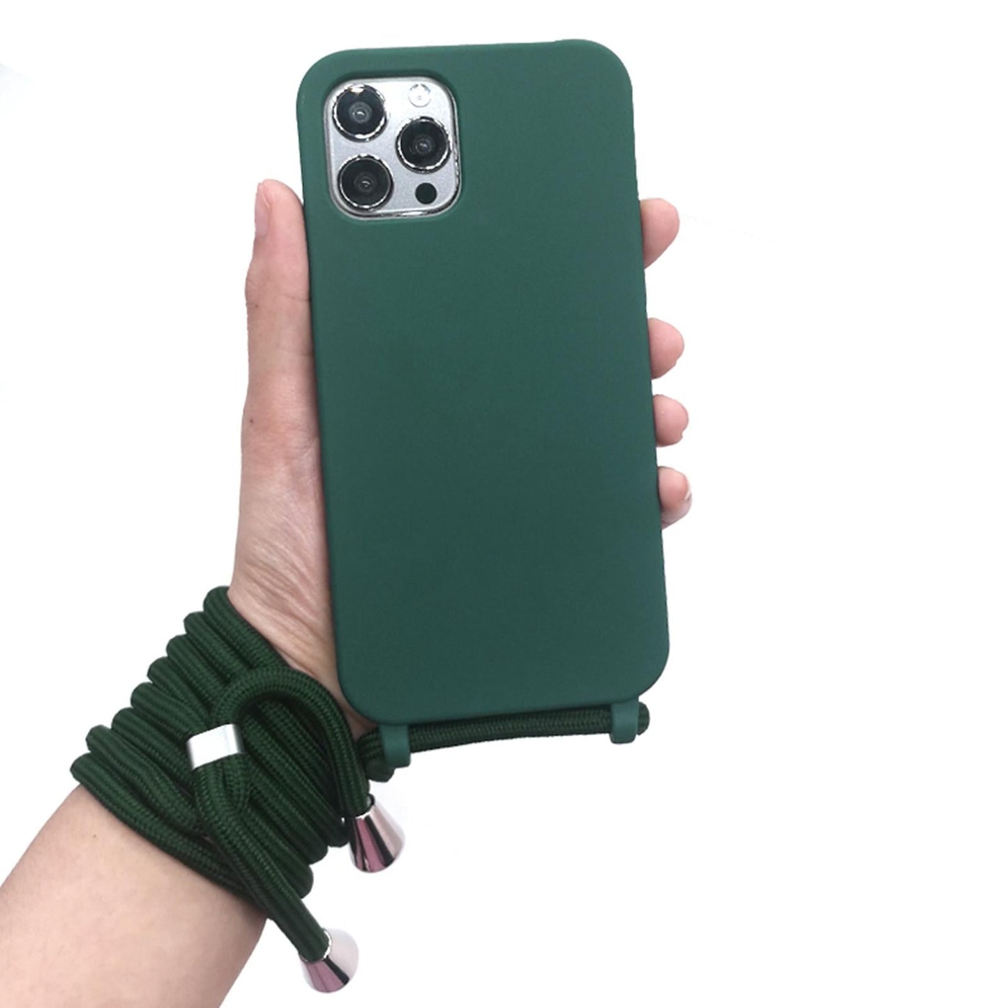 Phone Shell with Lanyard Set for Smartphones for Phone 12Pro Max Dark Green