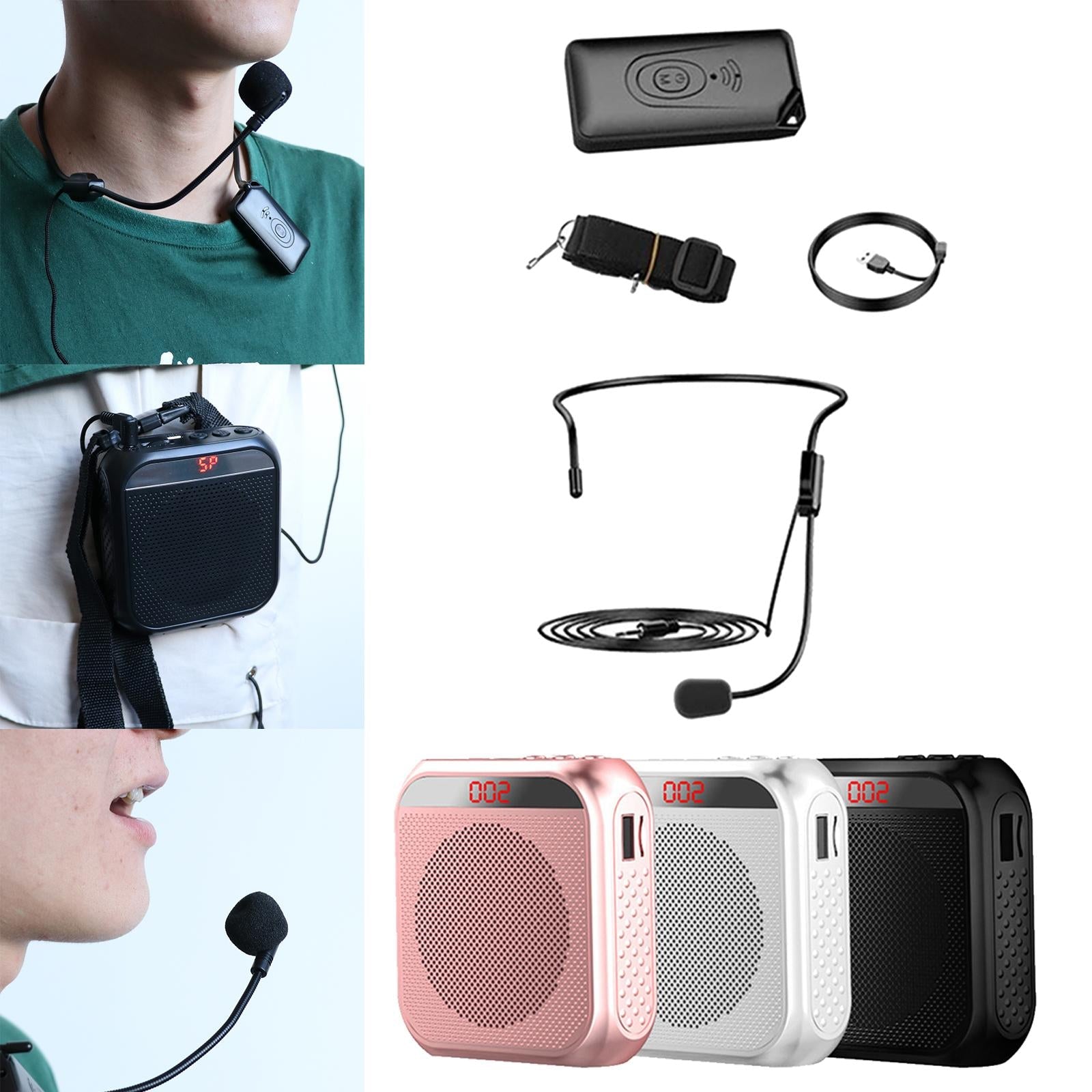 Portable Voice Amplifier Booster Megaphone w/Microphone Headset  Black