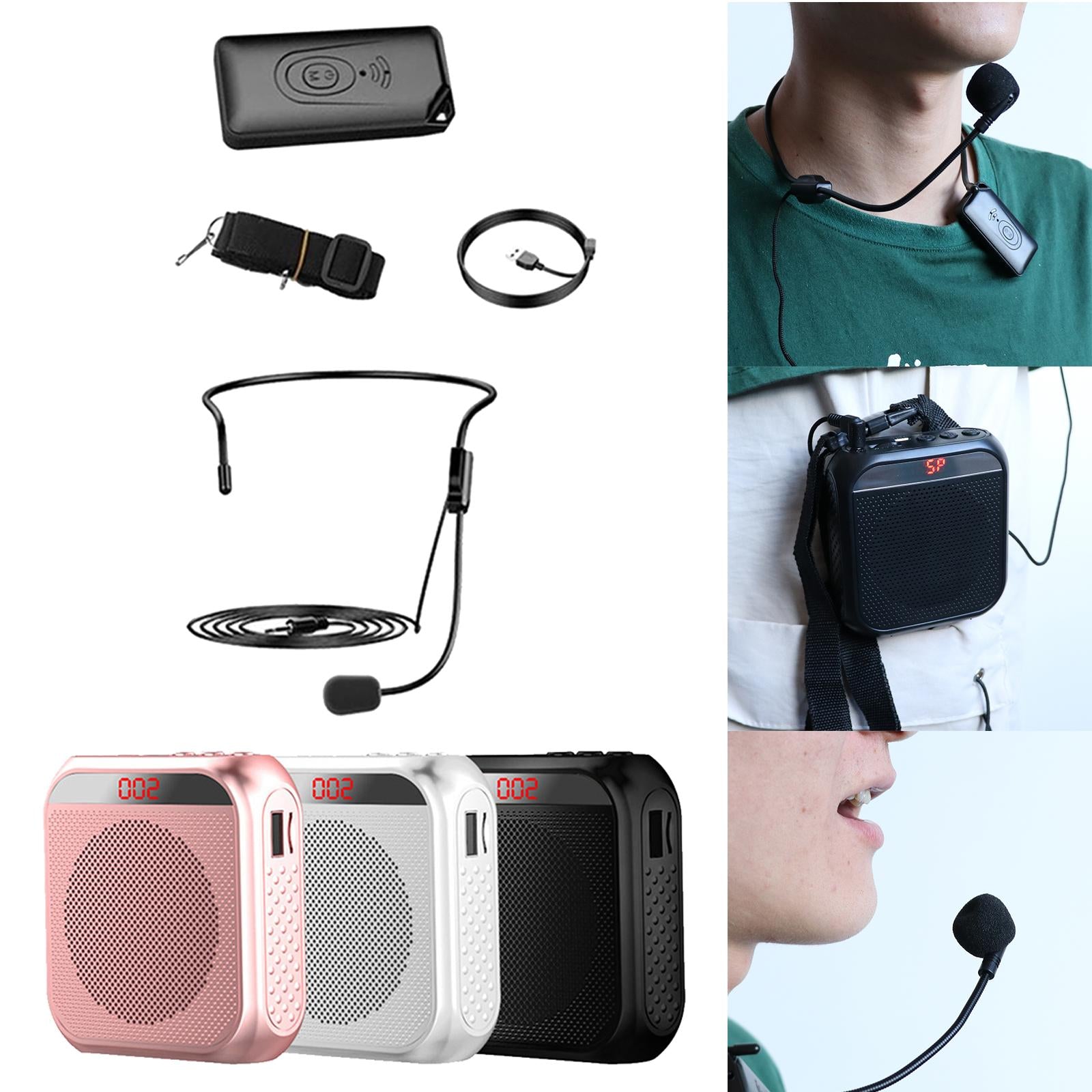 Portable Voice Amplifier Booster Megaphone w/Microphone Headset  Black