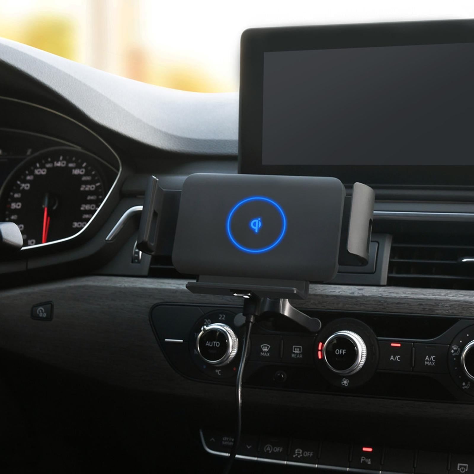 Practical Wireless Car Charger Car Mount Auto Clamping for Most Phones Trips