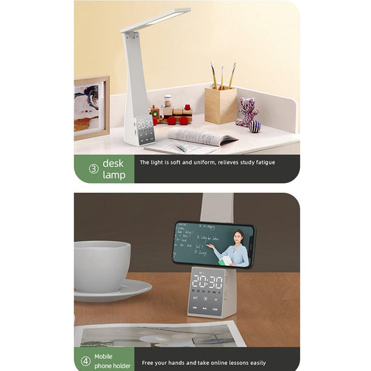 Wireless Bluetooth Desk Lamp LED Light Table with Speaker Office  white