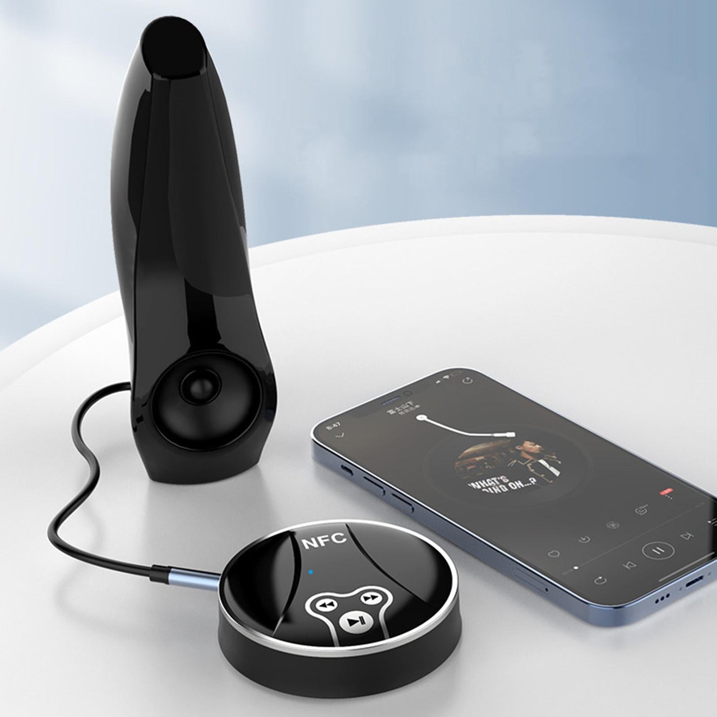 Mini Transmitter Receiver Bluetooth 5.0 NFC Audio Adapter for Car Speaker