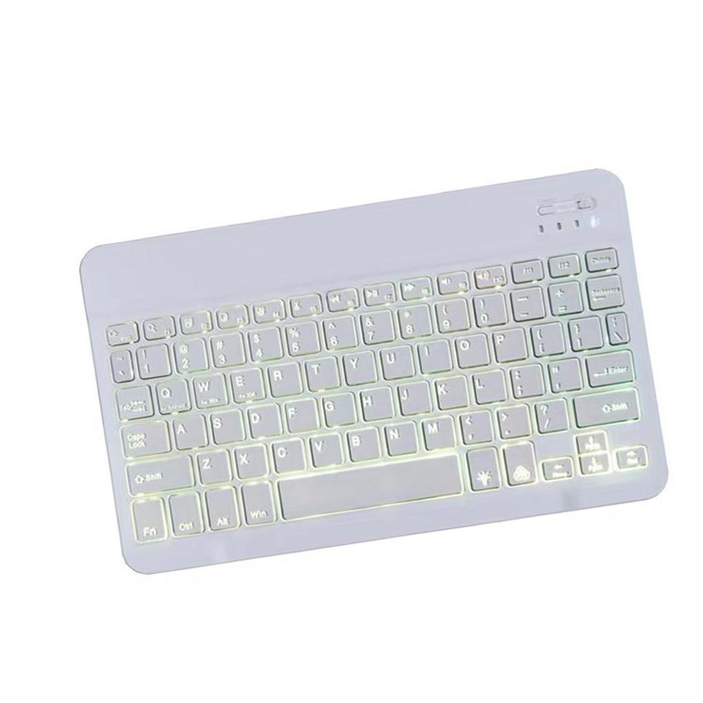Universal Bluetooth Keyboard With Backlit 7-Colors Tablet  White