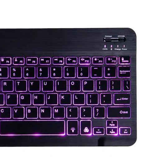 Universal Bluetooth Keyboard With Backlit 7-Colors Tablet  Black