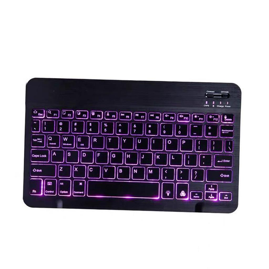 Universal Bluetooth Keyboard With Backlit 7-Colors Tablet  Black