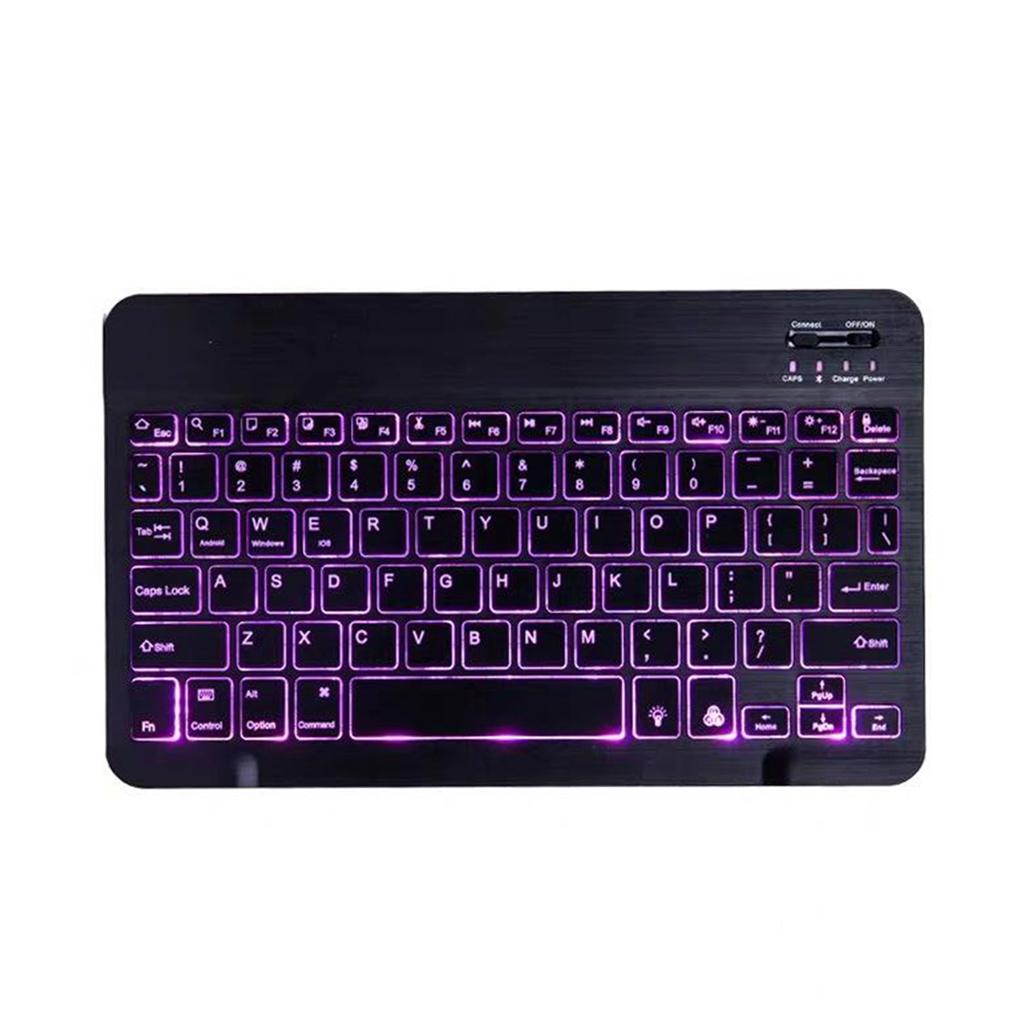 Universal Bluetooth Keyboard With Backlit 7-Colors Tablet  Black