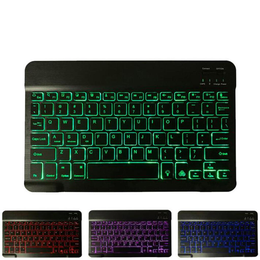 Universal Bluetooth Keyboard With Backlit 7-Colors Tablet  Black