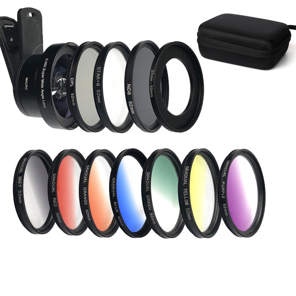 Clip On Moble Phone Lens Set Anti Distortion for Most Smartphones 12 In 1