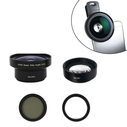 Clip On Moble Phone Lens Set Anti Distortion for Most Smartphones 3 In 1