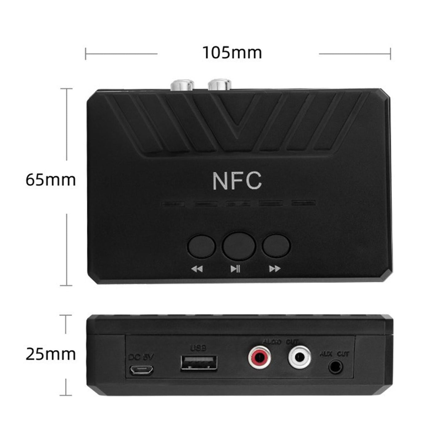NFC Bluetooth 5.0 Audio Receiver Adapter USB Play for Home Stereo Black