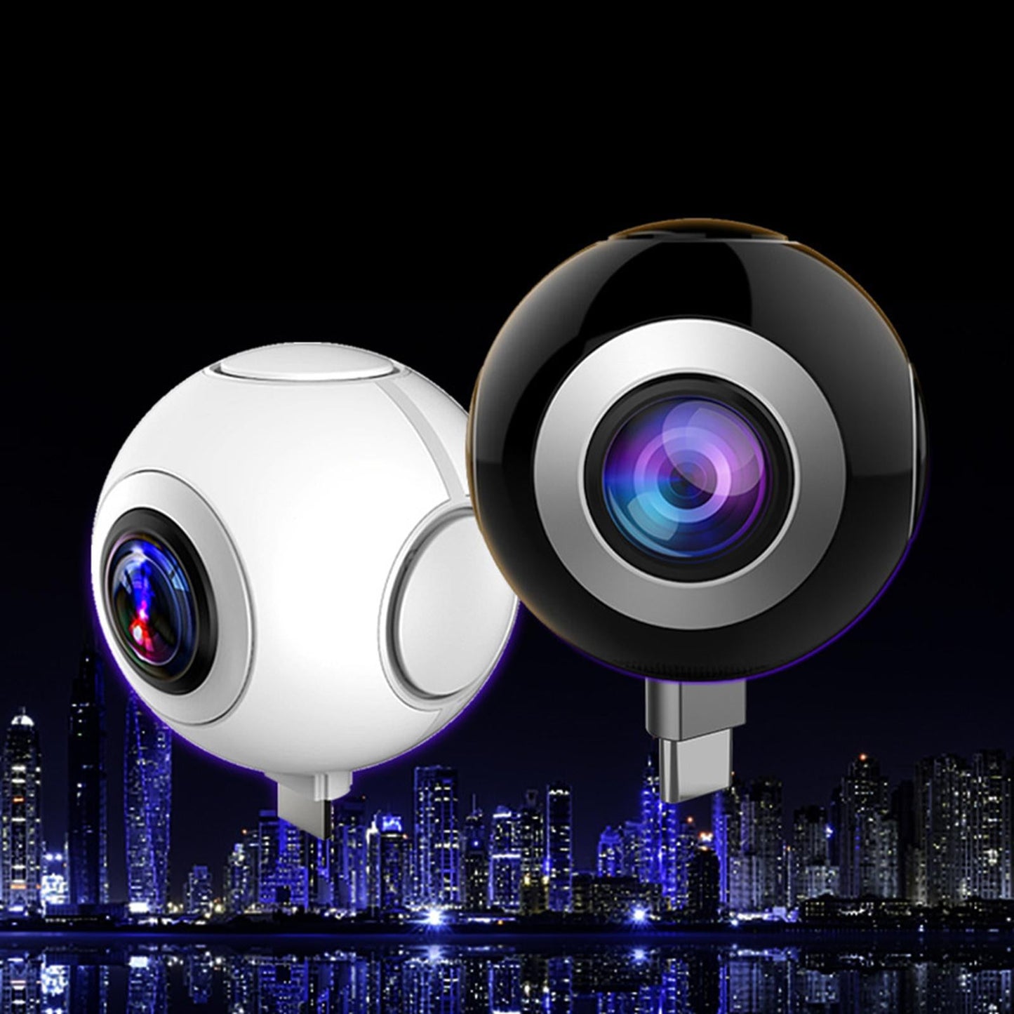 360 Camera Panoramic HD Shooting Selfie Wide Videcam for Outdoor cam White