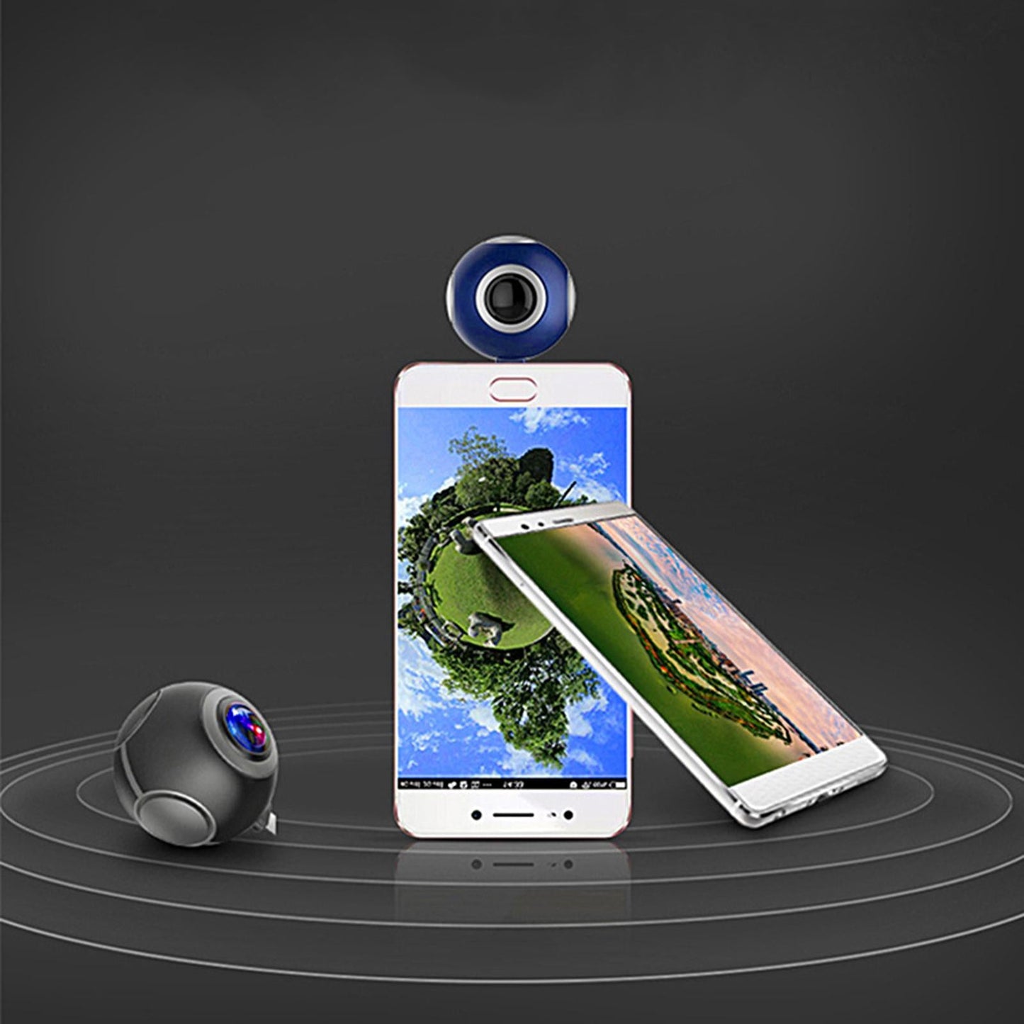 360 Camera Panoramic HD Shooting Selfie Wide Videcam for Outdoor cam White