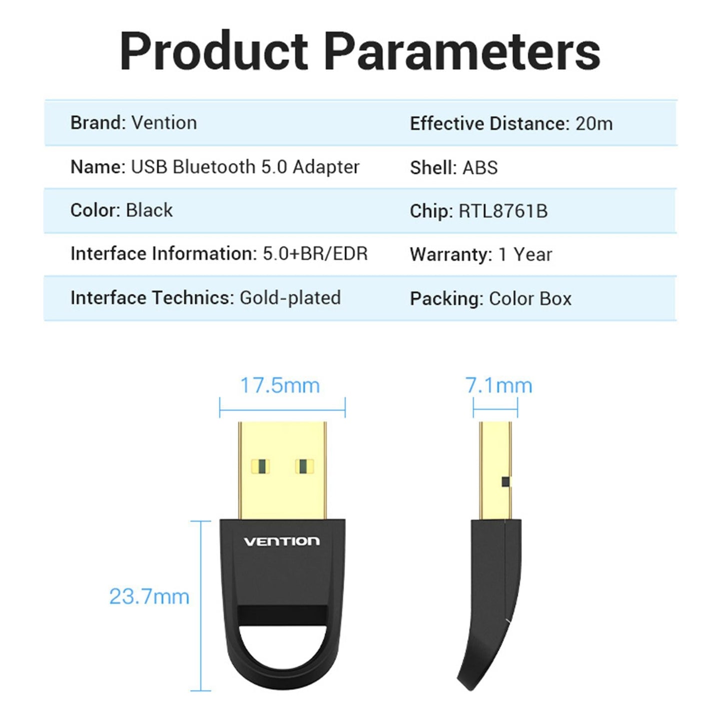 USB Bluetooth Transmitter Wireless Audio for Laptop PC Computer  black